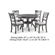 Bowery Hill 5 Piece Round Dining Table and Chair Set in Gray White Fabric