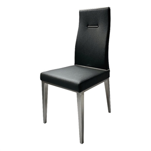 Bowery Hill 20&quot Dining Chair Set of 4 Stainless Steel Faux Leather in Black