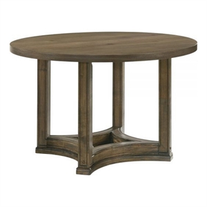 Bowery Hill 47&quot Dining Table Round Tabletop Rubberwood in Weathered Oak
