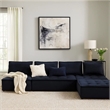 Bowery Hill 5pc Foam Modular Sectional Sofa with Ottoman in Black Velvet