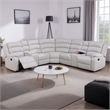 Bowery Hill L Shape 3pc Manual Reclining Sectional Sofa in White Burlap