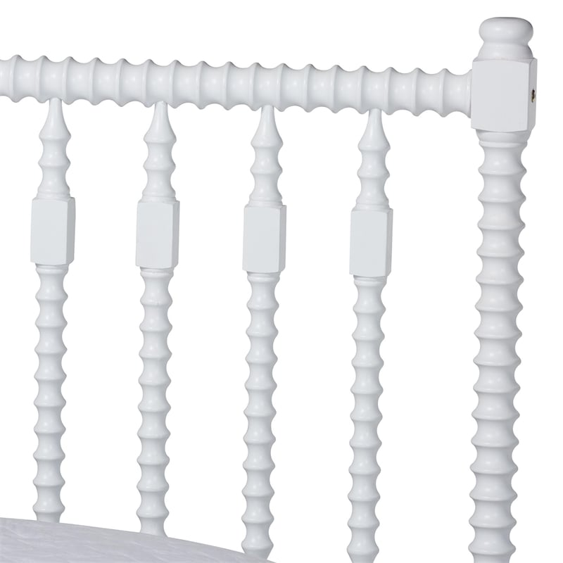 Bowery Hill Spindle Platform Bed Turned Bed Frame Full in White