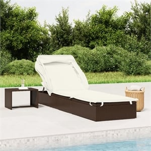 Bowery Hill PE Rattan Sunbed with Adjustable Backrest in Brown