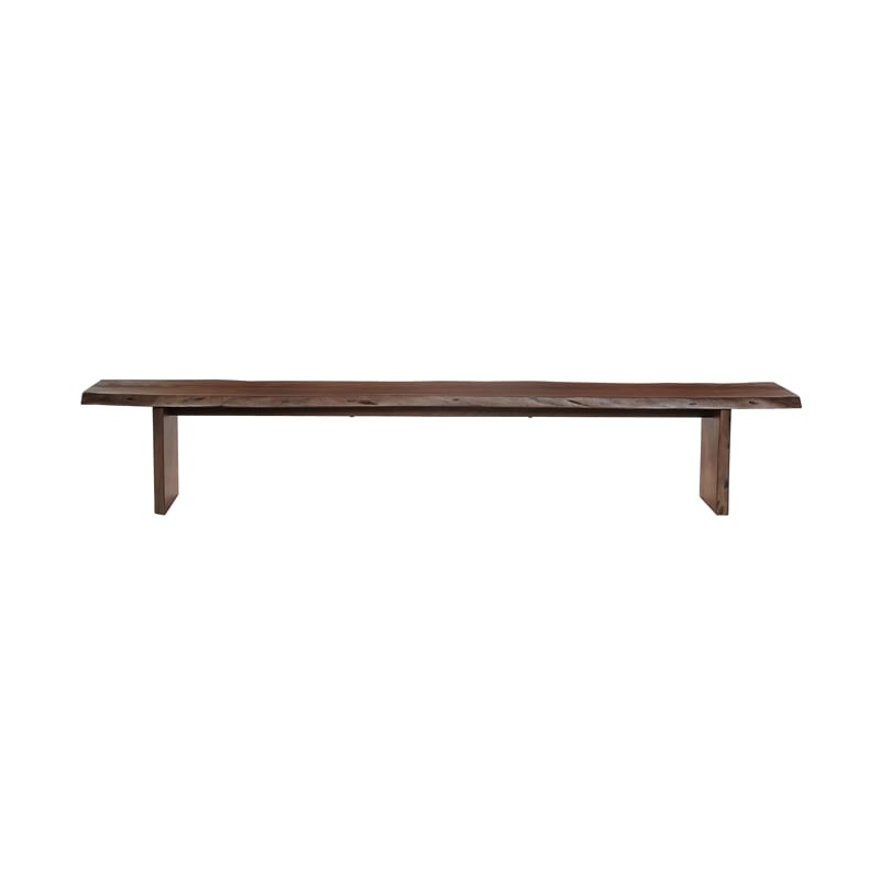 Bowery Hill Live Edge Solid Wood Rectangular Dining Bench in Brown