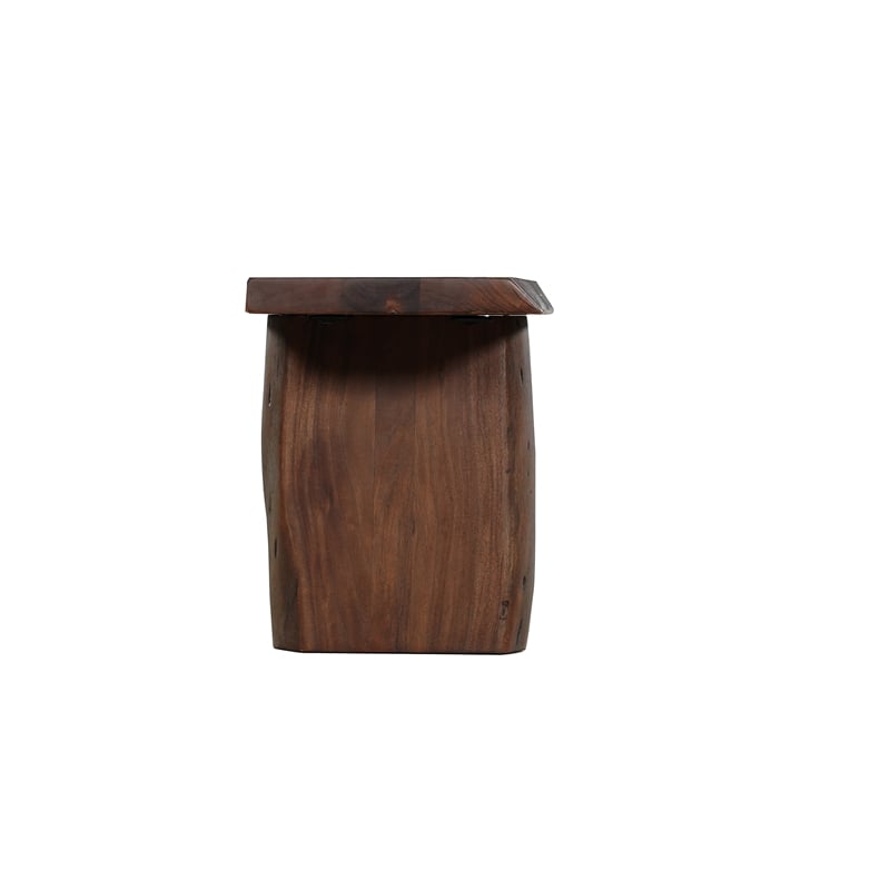 Bowery Hill Live Edge Solid Wood Rectangular Dining Bench in Brown