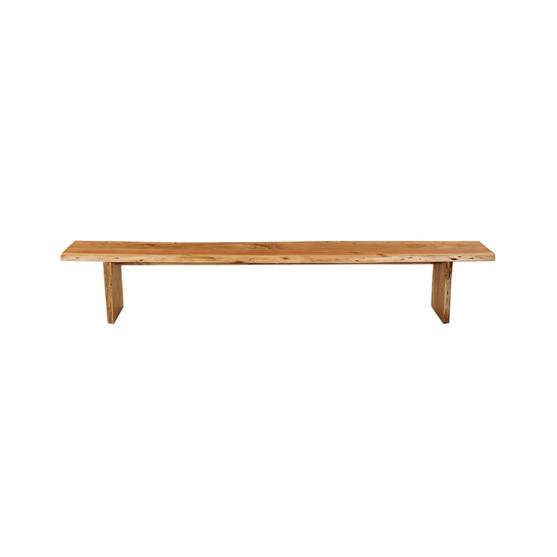 Bowery Hill Live Edge Solid Wood Rectangular Dining Bench in Brown