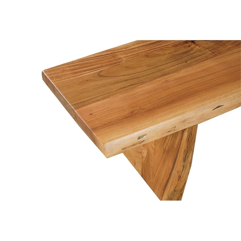 Bowery Hill Live Edge Solid Wood Rectangular Dining Bench in Brown