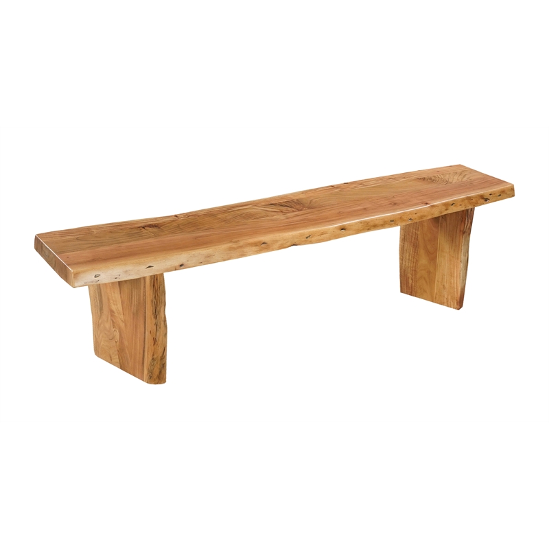 Bowery Hill Live Edge Solid Acacia Wood Dining Bench in Brown