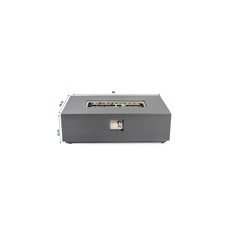 Bowery Hill Concrete Propane Natural Gas Fire Pit Table in Light Gray
