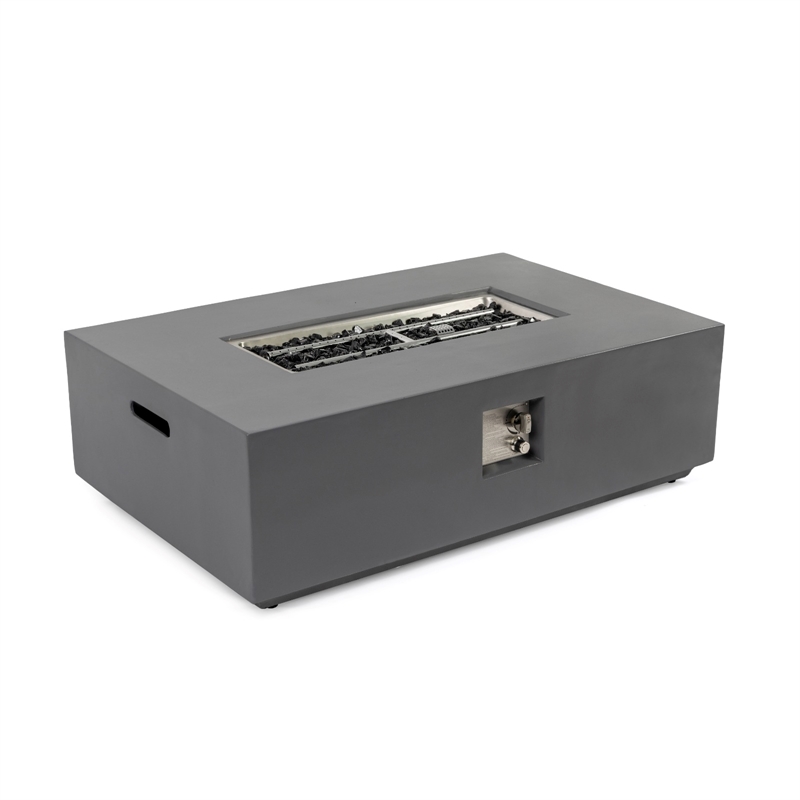 Bowery Hill Concrete Propane Natural Gas Fire Pit Table in Light Gray