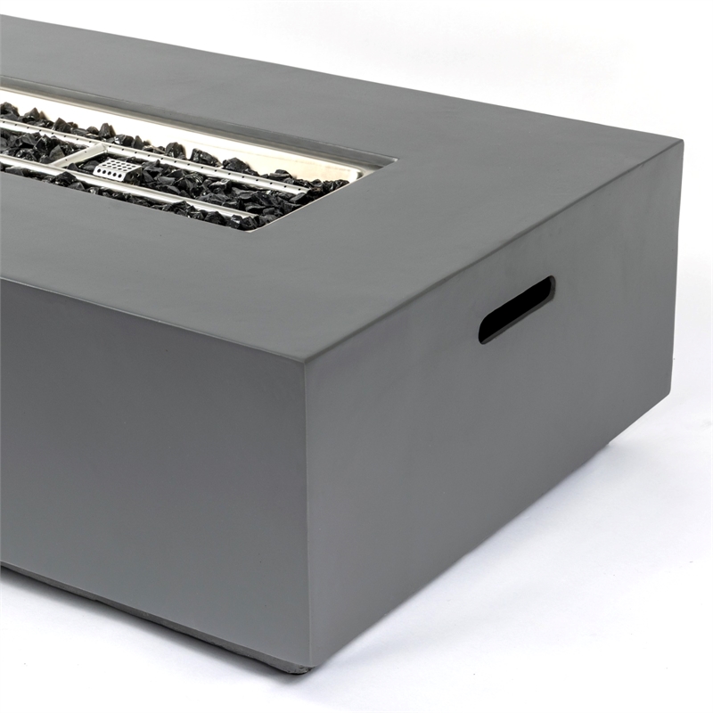 Bowery Hill Concrete Propane Natural Gas Fire Pit Table in Light Gray