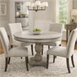 Bowery Hill 42 Inch Mango Wood Dining Table Pedestal Base in White