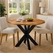 Bowery Hill 41 Inch Live Edge Round Dining Table Acacia Wood Iron Legs