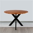 Bowery Hill 41 Inch Live Edge Round Dining Table Acacia Wood Iron Legs