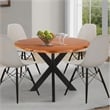 Bowery Hill 41 Inch Live Edge Round Dining Table Acacia Wood Iron Legs