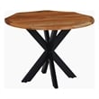 Bowery Hill 41 Inch Live Edge Round Dining Table Acacia Wood Iron Legs