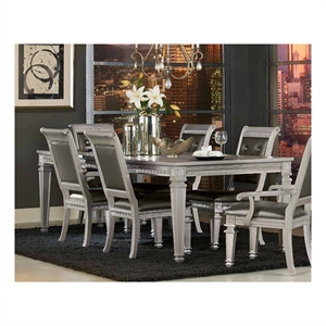 Bowery Hill Wooden Dining Table with Extension Leaf in Silver