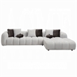 Bowery Hill 145 Inch Sectional Sofa with 8 Pillows in Ivory White Linen