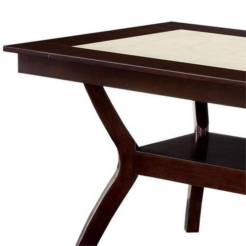 Bowery Hill Wooden Dining Table with Angled Legs in Brown and Cream