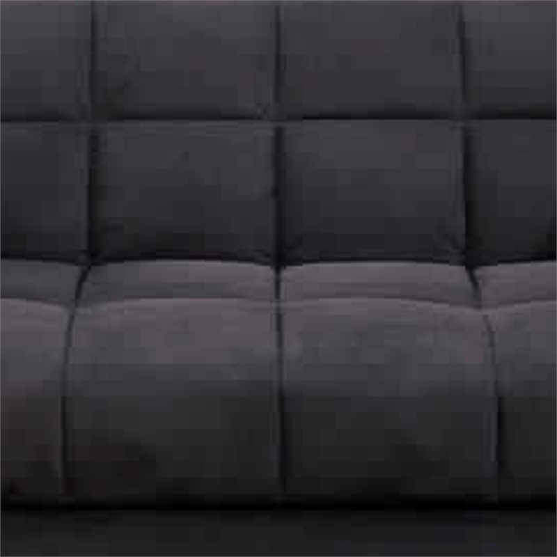 Bowery Hill Microfiber Adjustable Sofa with 2 Pillows in Ebony Gray