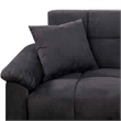 Bowery Hill Microfiber Adjustable Sofa with 2 Pillows in Ebony Gray