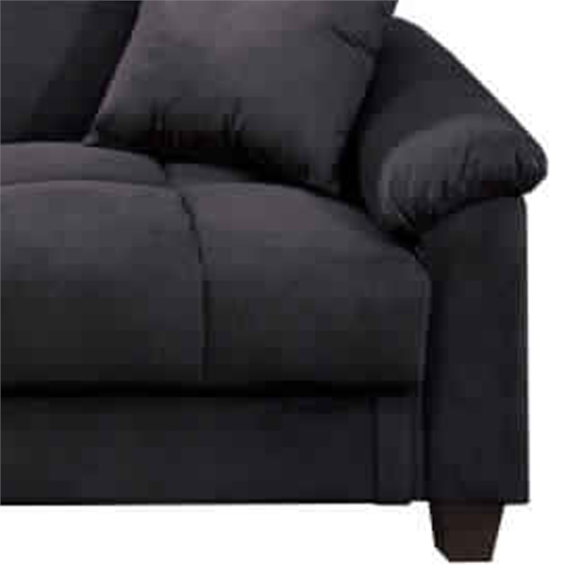 Bowery Hill Microfiber Adjustable Sofa with 2 Pillows in Ebony Gray