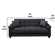 Bowery Hill Microfiber Adjustable Sofa with 2 Pillows in Ebony Gray