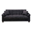 Bowery Hill Microfiber Adjustable Sofa with 2 Pillows in Ebony Gray