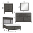 Bowery Hill 4 Piece Queen Storage Bedroom Set LED USB Ports in Warm Gray