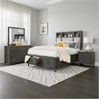 Bowery Hill 4 Piece Queen Storage Bedroom Set LED USB Ports in Warm Gray