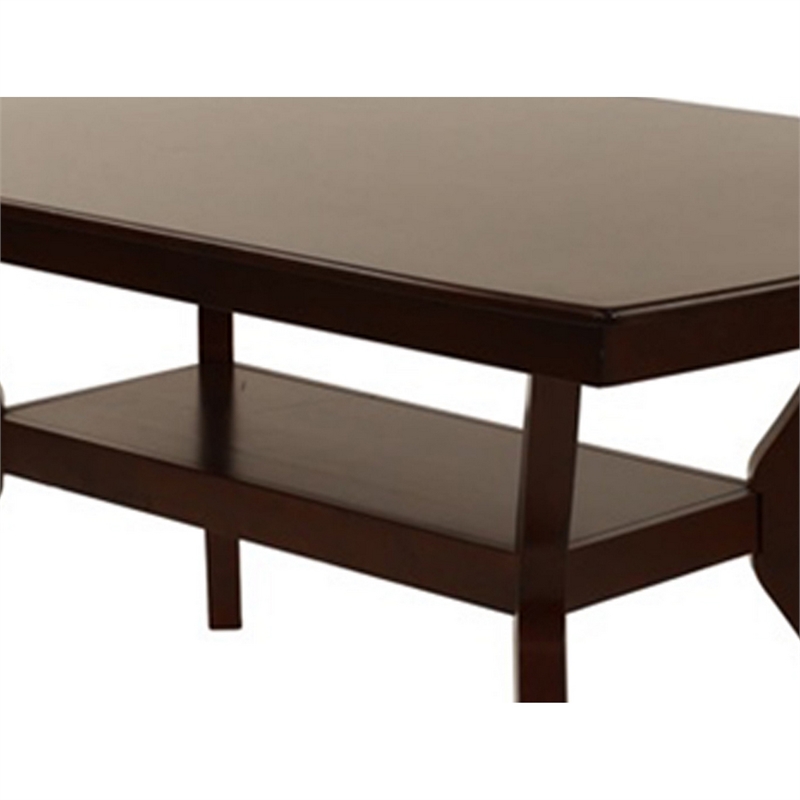 Bowery Hill Rubber Wood Dining Table with Open Shelf in Espresso