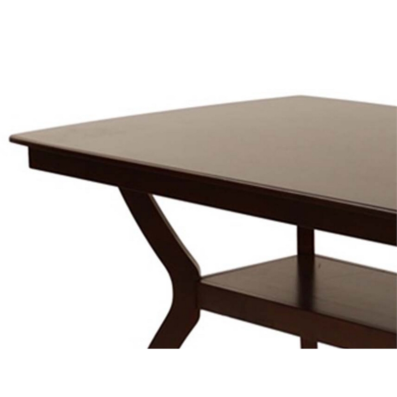 Bowery Hill Rubber Wood Dining Table with Open Shelf in Espresso