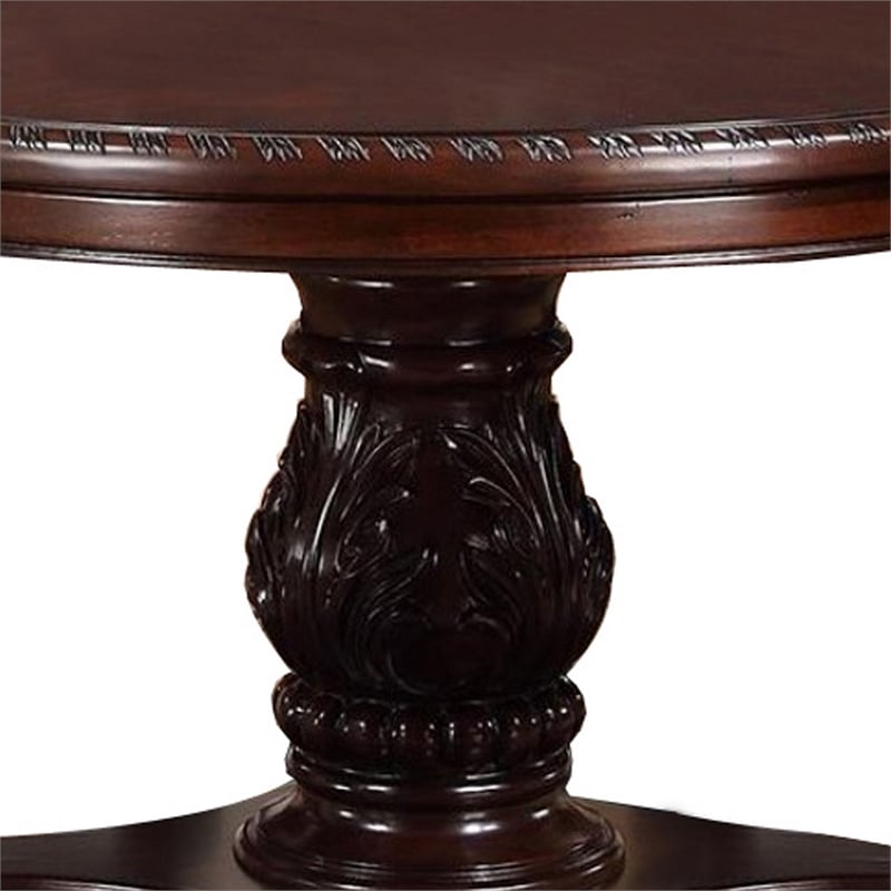 Bowery Hill Traditional Style Round Dining Table in Dark Cherry Brown