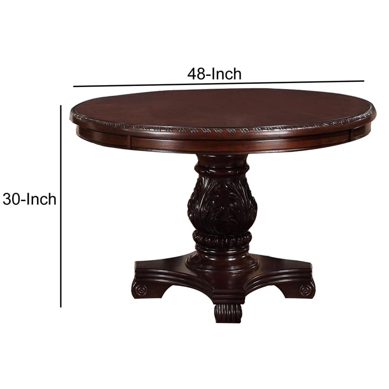 Bowery Hill Traditional Style Round Dining Table in Dark Cherry Brown