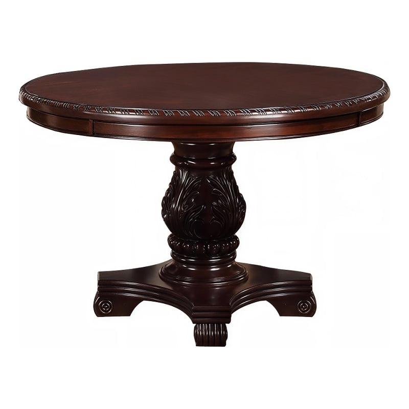 Bowery Hill Traditional Style Round Dining Table in Dark Cherry Brown