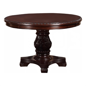 Bowery Hill Traditional Style Round Dining Table in Dark Cherry Brown