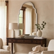 Bowery Hill Sleek Elongated Quatrefoil Frame Mirror in Silver