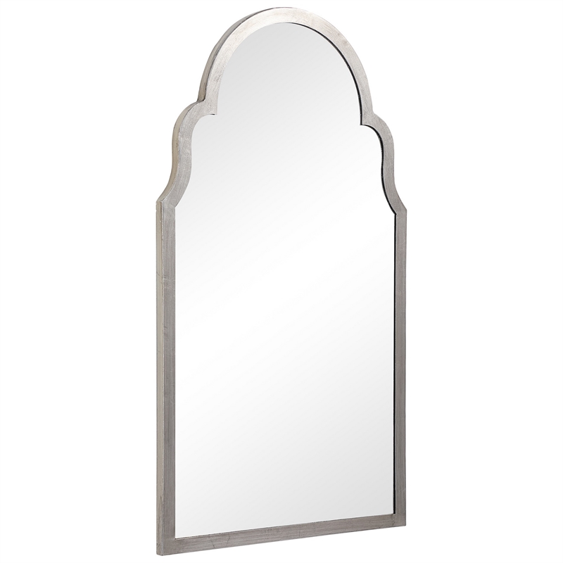 Bowery Hill Sleek Elongated Quatrefoil Frame Mirror in Silver