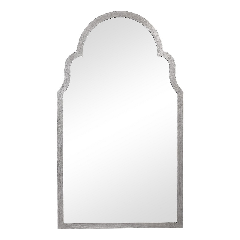 Bowery Hill Sleek Elongated Quatrefoil Frame Mirror in Silver