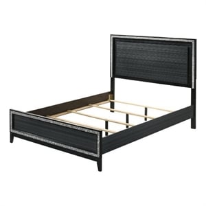 Bowery Hill Queen Bed with LED Headboard and Shimmering Trim in Black