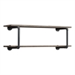Bowery Hill Antique Metal Framed 2 Tier Wall Rack in Brown and Gray