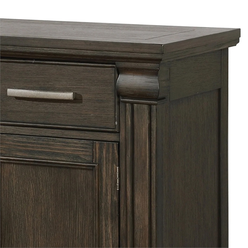 Bowery Hill 60 Inch 3 Drawer Wooden Server with 3 Doors in Brown