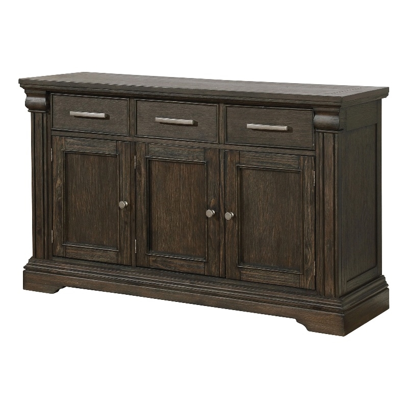 Bowery Hill 60 Inch 3 Drawer Wooden Server with 3 Doors in Brown