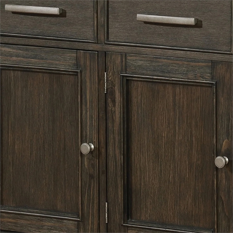 Bowery Hill 60 Inch 3 Drawer Wooden Server with 3 Doors in Brown