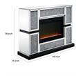Bowery Hill Electric Fireplace with Mirror and Faux Crystal Inlay in Silver