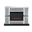 Bowery Hill Electric Fireplace with Mirror and Faux Crystal Inlay in Silver