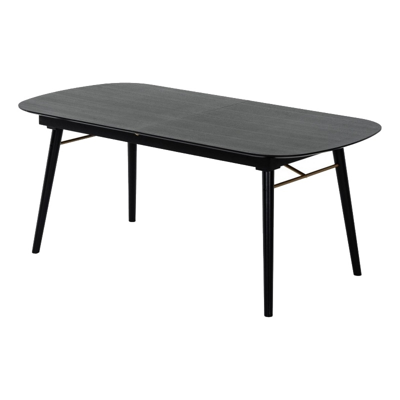 Bowery Hill Obround Top Dining Table with Extendable Leaf in Charcoal Gray