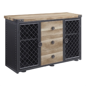 Bowery Hill 50 Inch Wood Sideboard Buffet Cabinet with Mesh Doors in Oak
