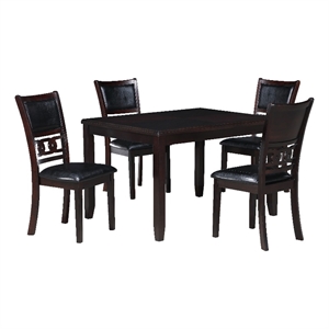Bowery Hill 48 Inch 5 Piece Dining Set with Leatherette Seats in Brown