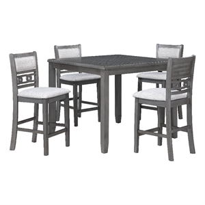 Bowery Hill 42 Inch 5 Piece Counter Height Table Set in Gray